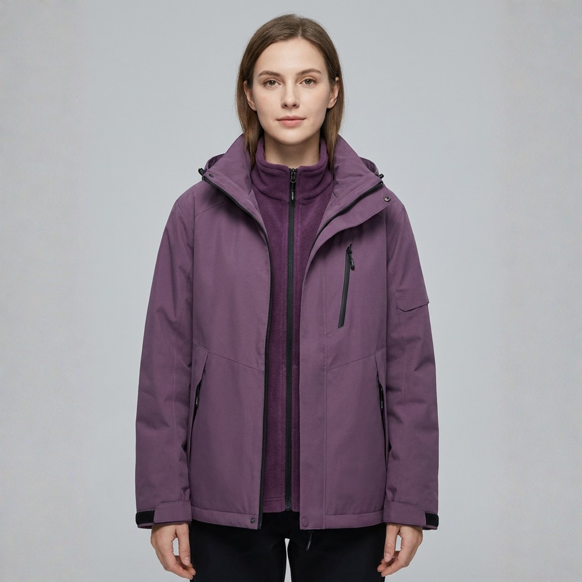 Mia | Women’s Hooded Jacket | High Collar Zip Front Casual Wear-Trendzeo