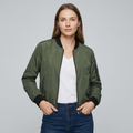 Olivia | Women’s Bomber Jacket | Zip Front Ribbed Trim-Trendzeo