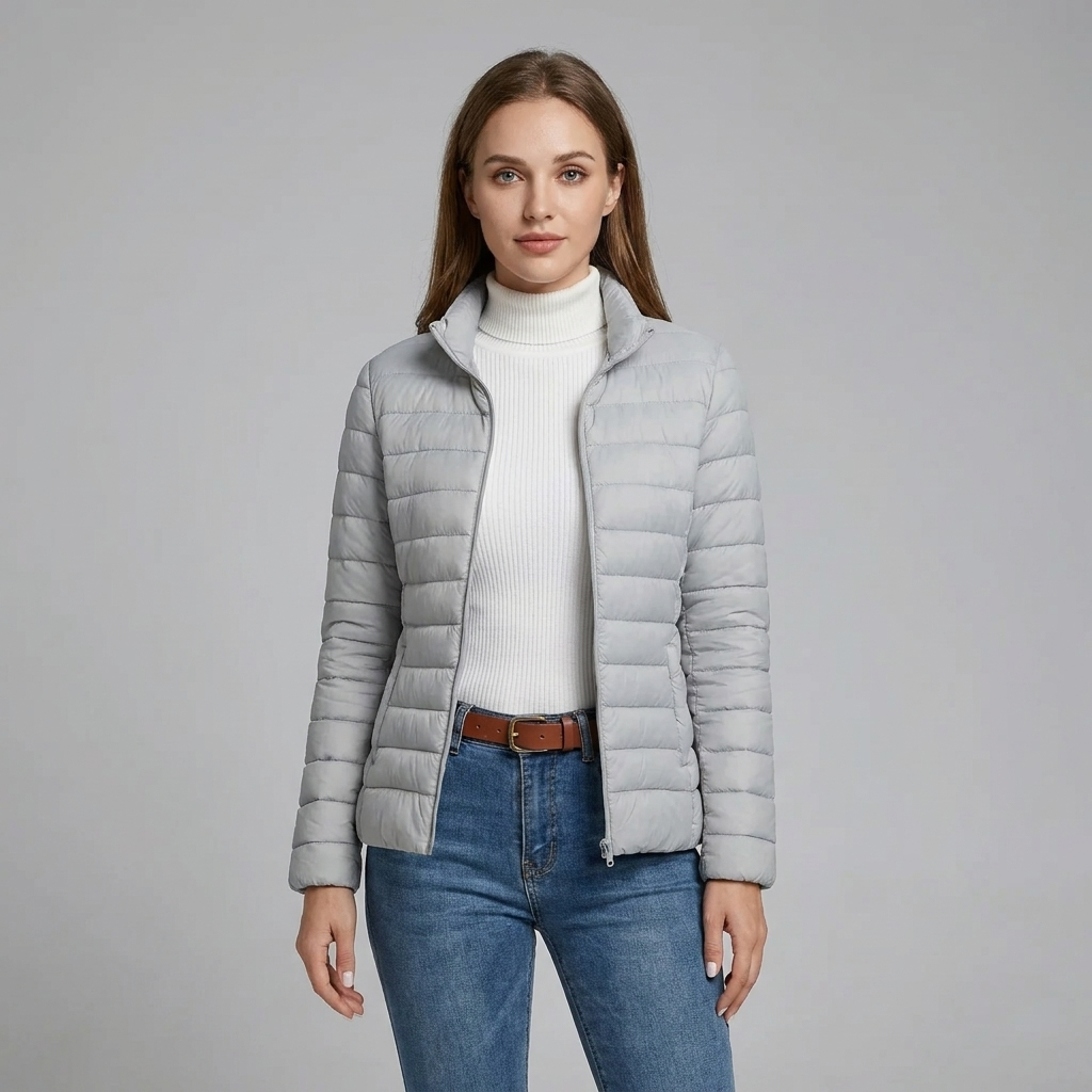 Sophie | Women’s Quilted Puffer Jacket | Zip Front High Collar-Trendzeo