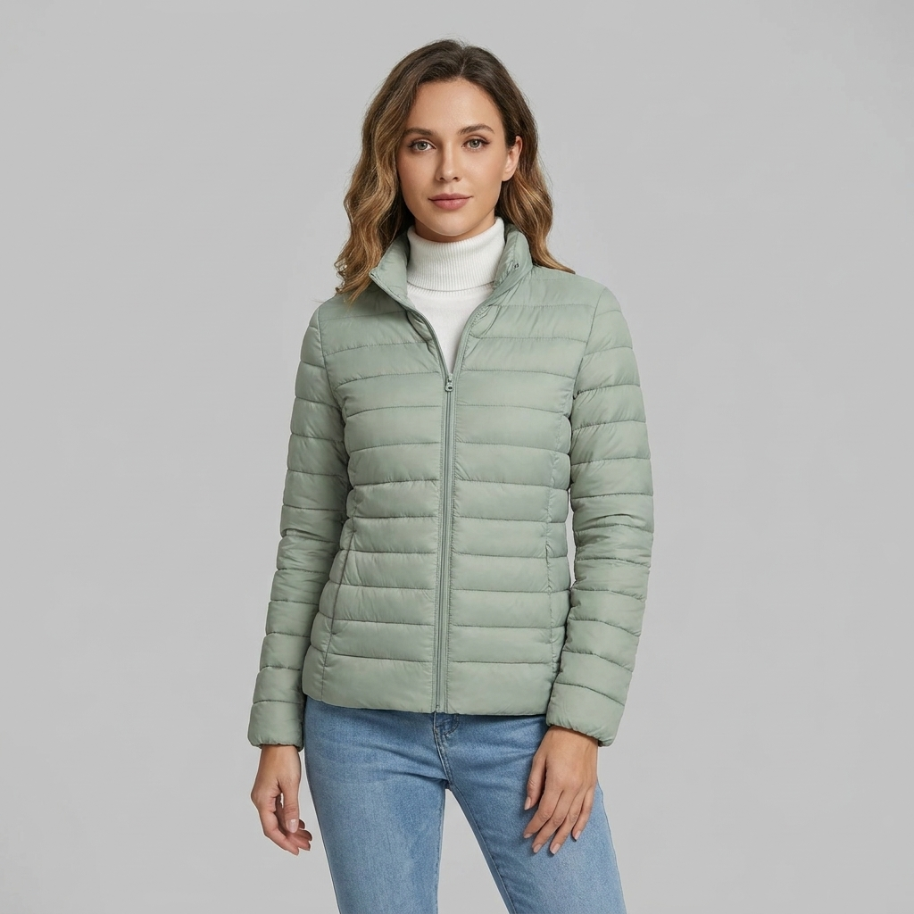 Sophie | Women’s Quilted Puffer Jacket | Zip Front High Collar-Trendzeo