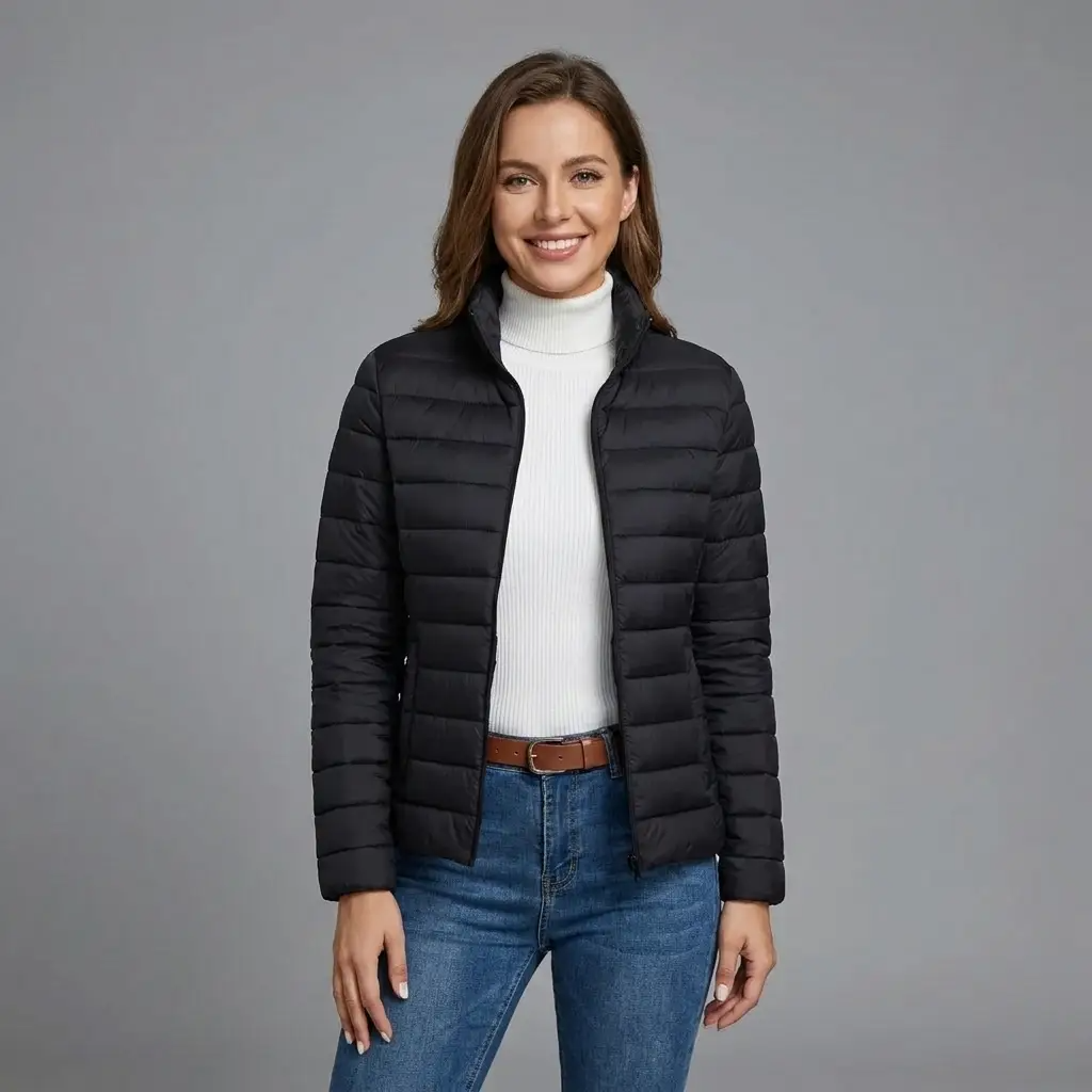 Sophie | Women’s Quilted Puffer Jacket | Zip Front High Collar-Trendzeo